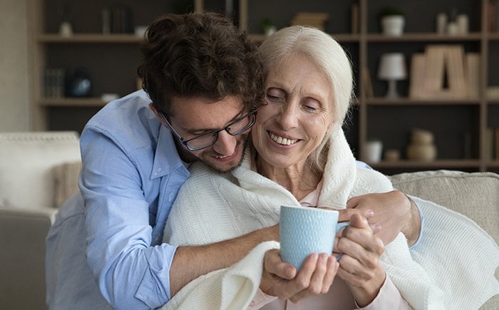 Son hugging his mother